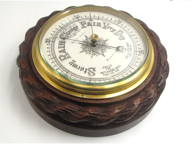 Late 19th Century Aneroid Rope twist barometer signed Hugh Owen Bangor